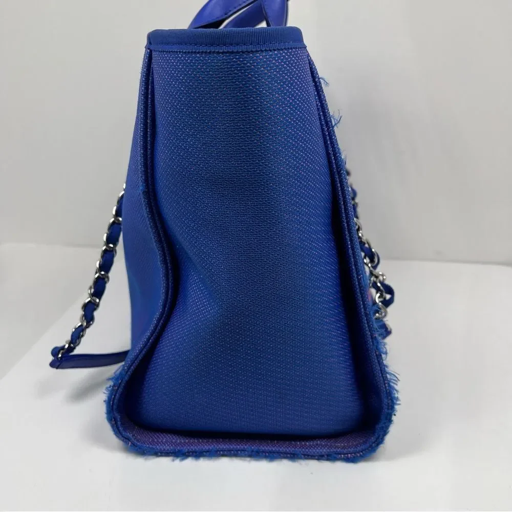 Chanel SS21 Electric Blue Neon Orange Medium Deauville Tote Bag